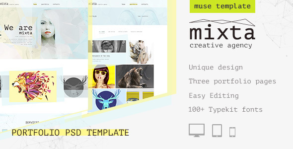 Mixta - Agencja kreatywna, szablon Portfolio Muse