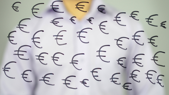 Euro, Currency Signs on Transparent Screen