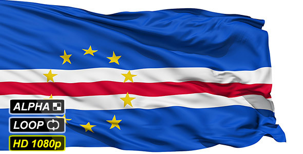 Isolated Waving National Flag Of Cape Verde