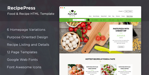 RecipePress – Food & Recipes Premium HTML Template
