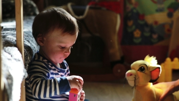 Mother Playing With Her Baby Boy With Toys