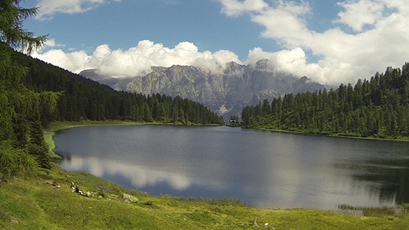 Aerial Alpine Lake