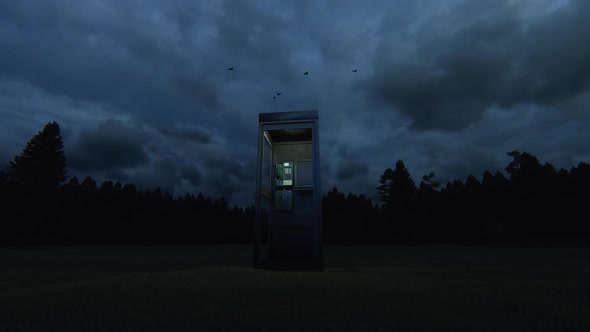 Forest Phone Booth Horror Scene