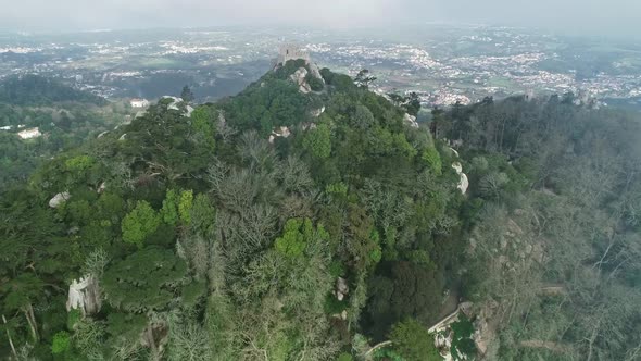 Aerial View of Moorish Castle Sintra Portugal