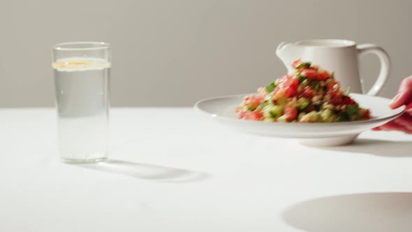 Tabbouleh Vegetable Salad Closeup Middle Eastern National Traditional Food