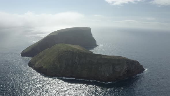 Aerial view of small islands on Azores archipelagos, Portugal.