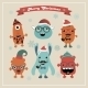 Vector Cute Retro Hipster Christmas Monsters Set - GraphicRiver Item for Sale