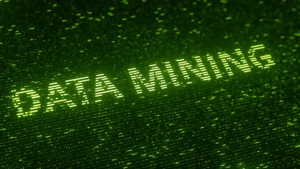 Green DATA MINING Text Made with Flying Particles