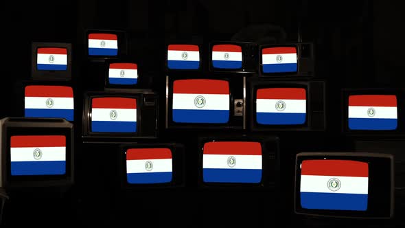 Paraguay Flags on Retro TVs.