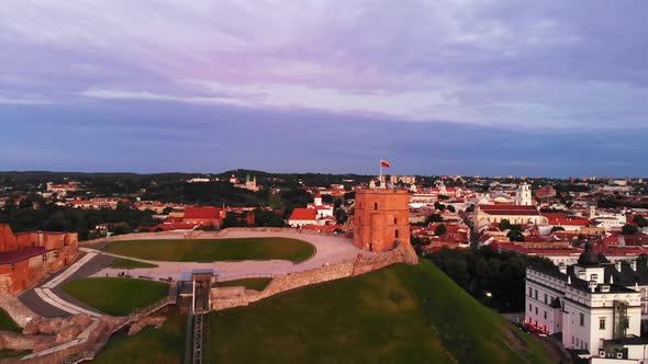 Panning View Beautiful Vilnius City Panorama In Summer