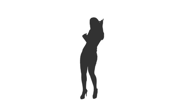 Silhouette of a Young Woman Dancing, Alpha Channel