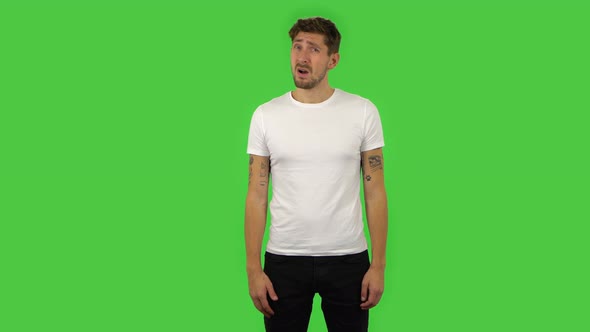 Confident Guy Is Frustrated Saying Oh My God. Green Screen