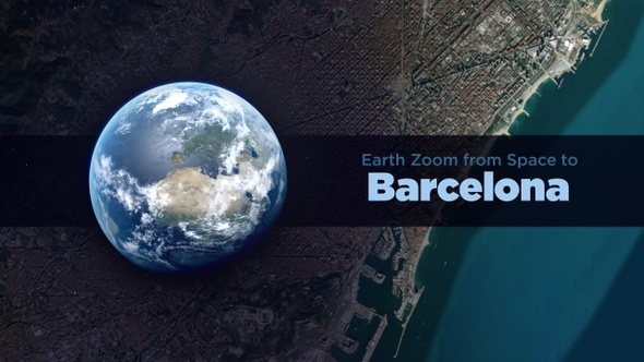 Barcelona (Spain) Earth Zoom to the City from Space