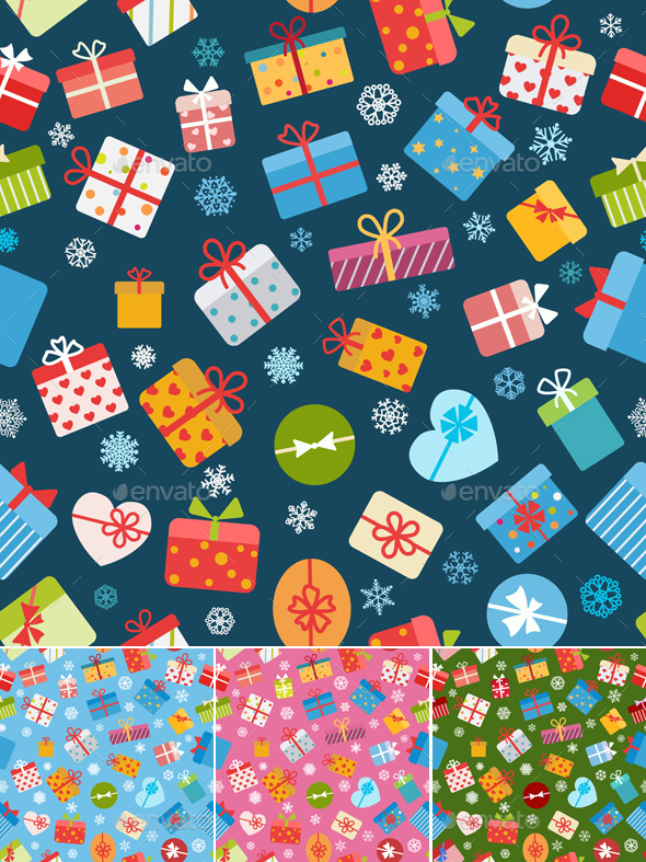Seamless Patterns Of Gift Boxes