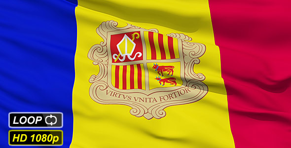 Waving National Flag of Andorra