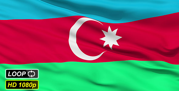 Waving National Flag of Azerbaijan