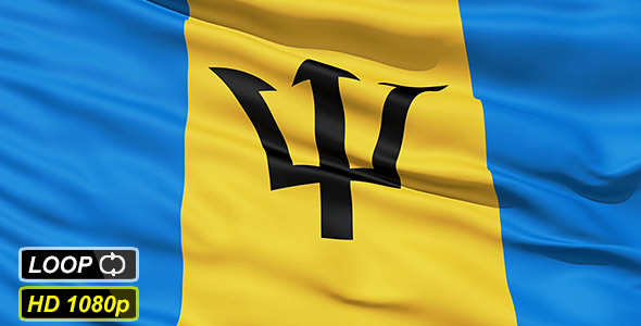 Waving National Flag of Barbados