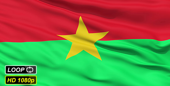 Waving National Flag of Burkina Faso