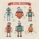 Set Of Cute Retro Vintage Hipster Christmas Robots - GraphicRiver Item for Sale
