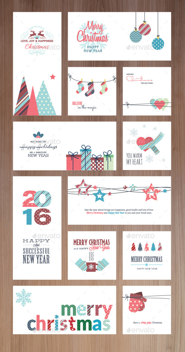Christmas and New Year Greeting Cards and Banners