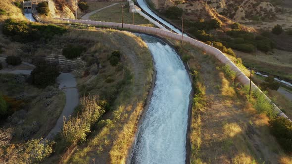 Aerial shot of some of the aqueducts that helps supply water to Los Angeles.