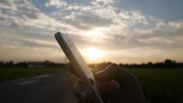 Using Smartphone Sunset