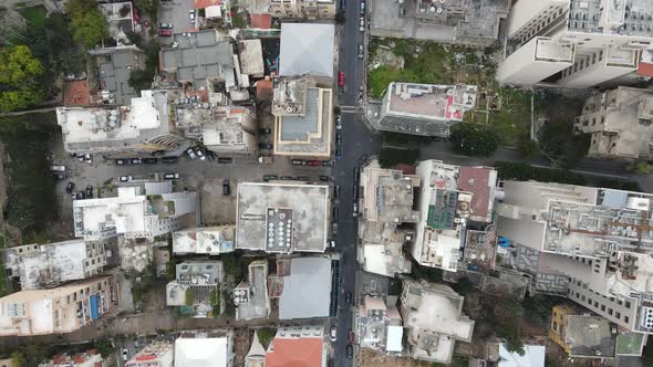 A drone aerial bird eye view shot of Jemmayzeh Street