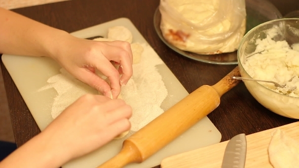 Woman Hands Preparing Homemade Pastries