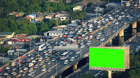 Greenscreen Billboard By Busy Highway