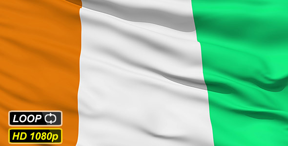Waving National Flag Of Cote d'Ivoire