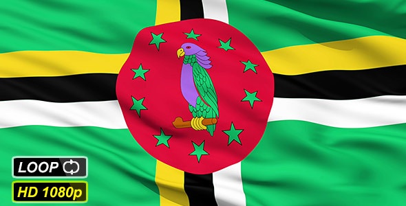 Waving National Flag Of Dominica