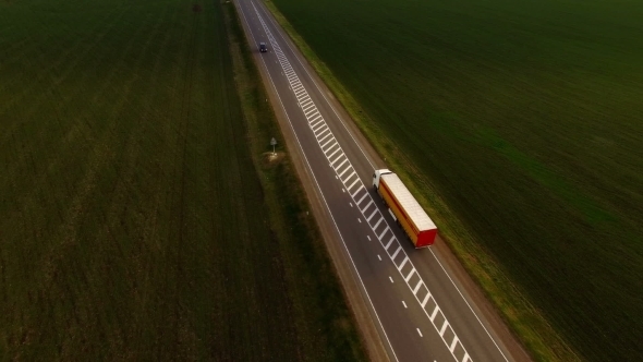 Truck Driving On Country Road