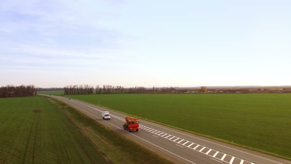 Truck Driving On Country Road