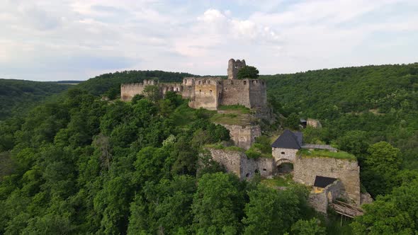 Aerial view of Cabrad Castle near the village of Cabradsky Vrbovok, Slovakia