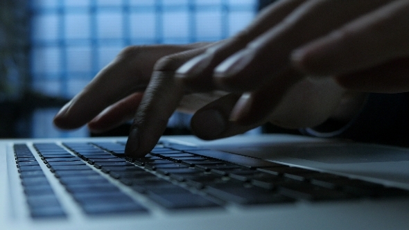 Man Keyboard Typing At Night