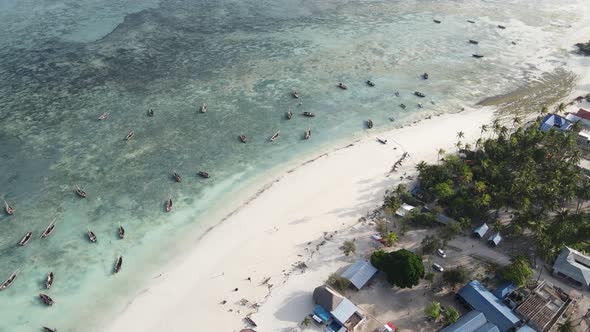 Aerial View of the Beach on Zanzibar Island Tanzania Slow Motion