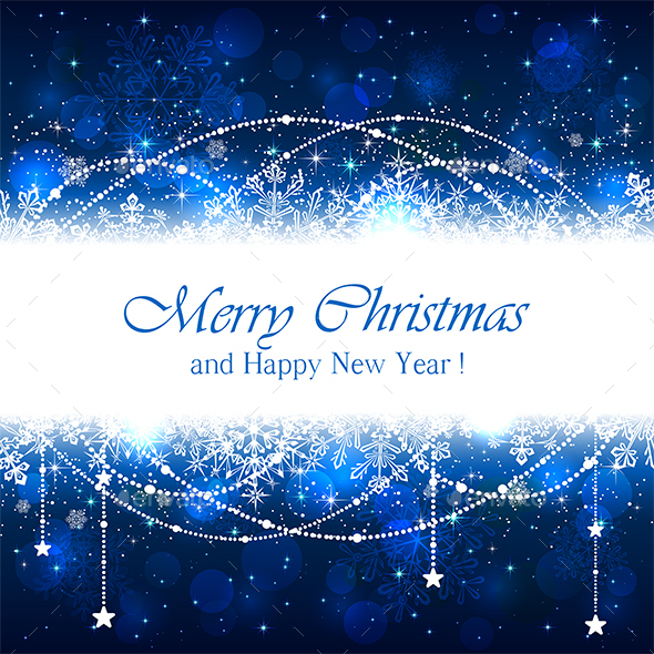 Blue Christmas Background with Snowflakes