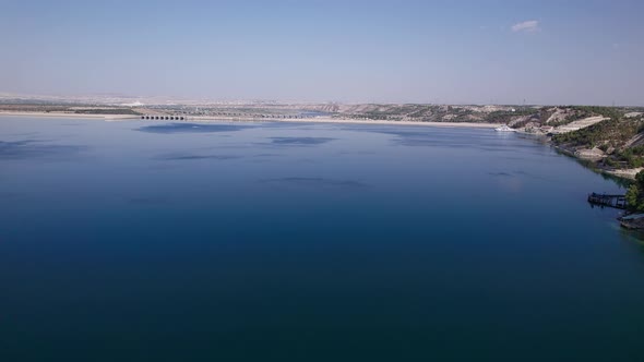 Aerial View of Water Reservoir on Euphrates River