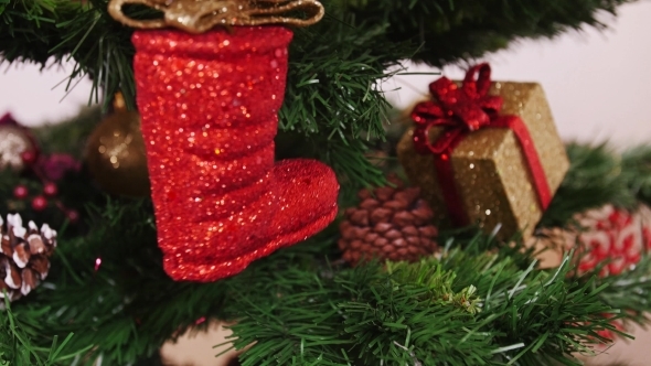 Decoration Of Christmas Tree Red Boot