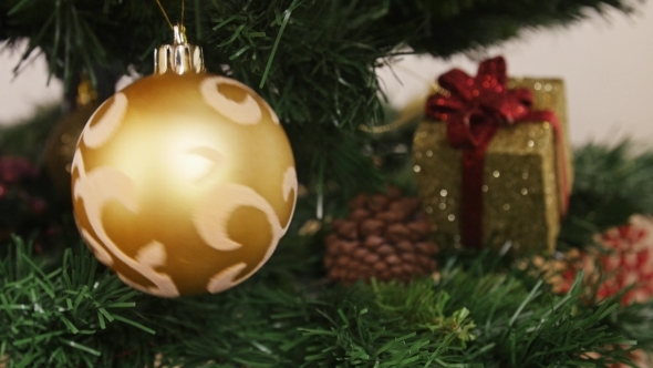 Decoration Of Christmas Tree Golden Ball