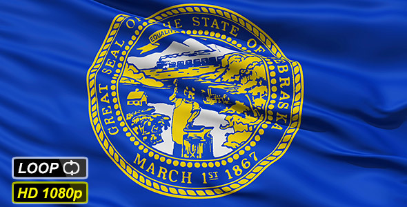 Waving Flag Of The US State of Nebraska