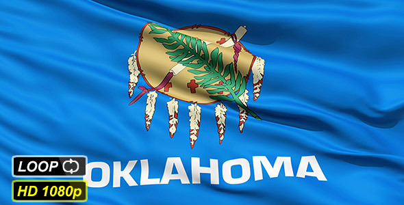 Waving Flag Of The US State of Oklahoma