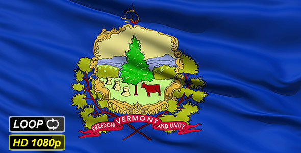 Waving Flag Of The State Of Vermont