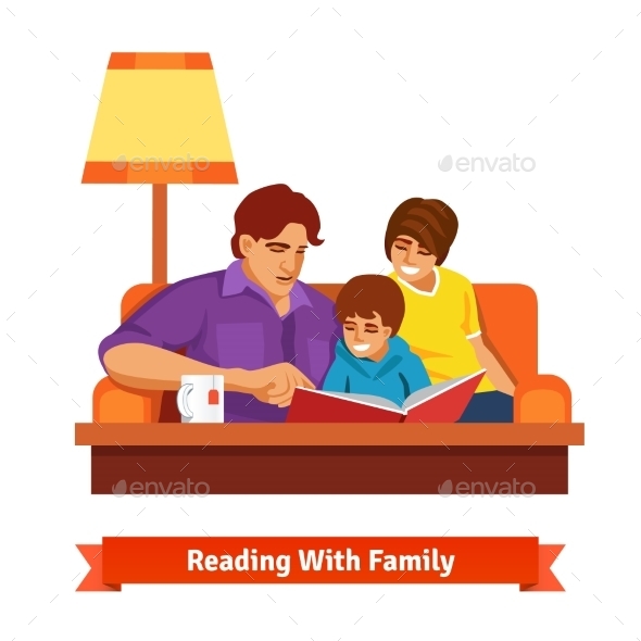 Happy Family Reading Together