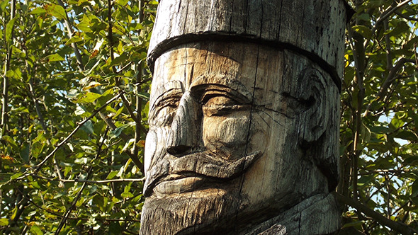 Wooden Statue of Old Romanian Man