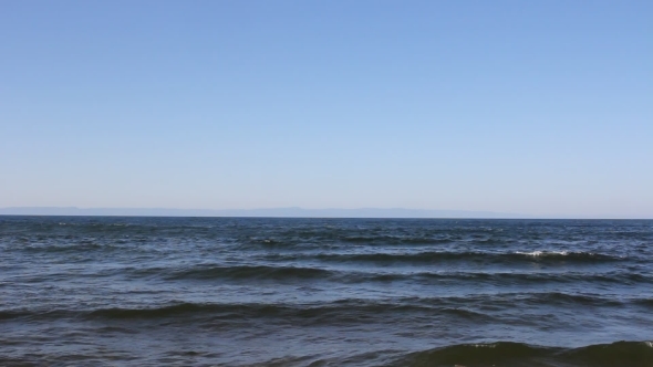 Waves on Beautiful Lake Baikal, Landscape Russia.