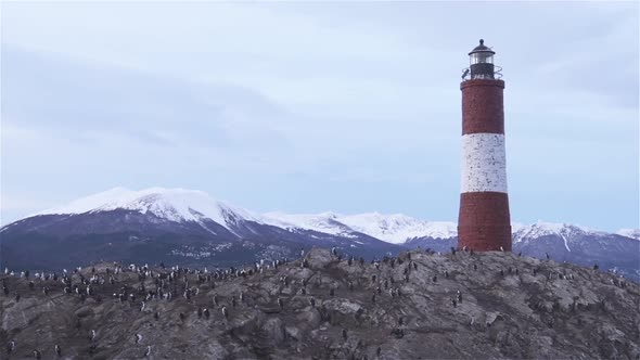 Les Eclaireurs lighthouse island in the middle of the Beagle Channel.