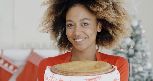 Young Woman With a Fresh Christmas Tart