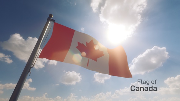 Canada Flag on a Flagpole V2