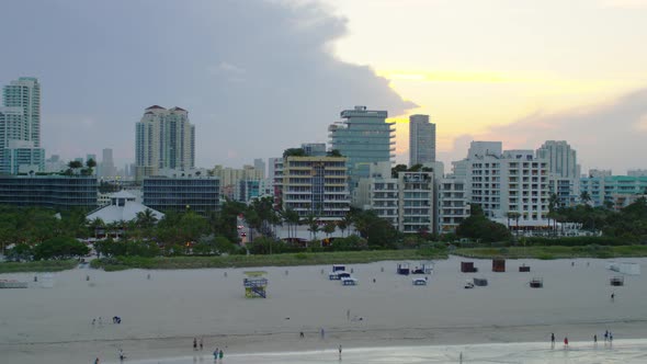 Aerial shot of Miami Beach shore